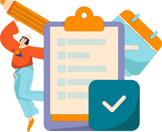Mujer completa los datos de kyc a la empresa  Ilustración