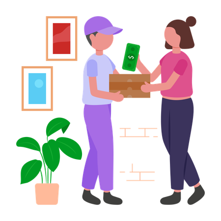 Mujer compra contra reembolso  Ilustración