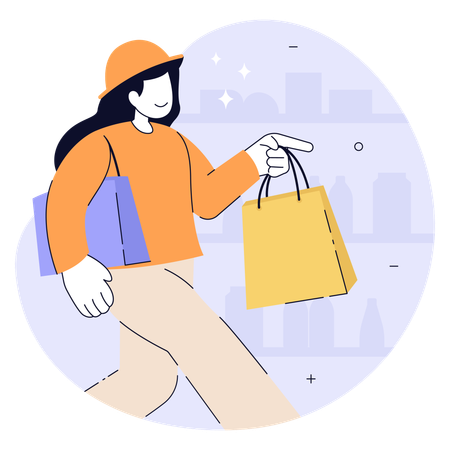 Mujer comprando en el supermercado  Ilustración