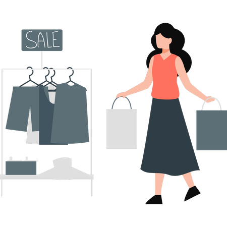 Mujer comprando ropa  Illustration