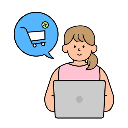 Mujer de compras en línea  Illustration