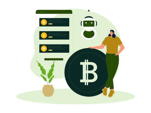 Mujer con bitcoin  Illustration