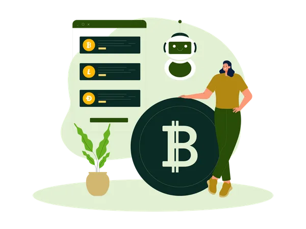 Mujer con bitcoin  Illustration