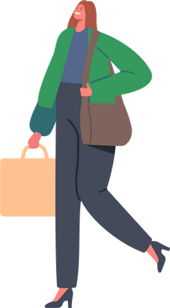 Mujer con bolsa de compras  Ilustración