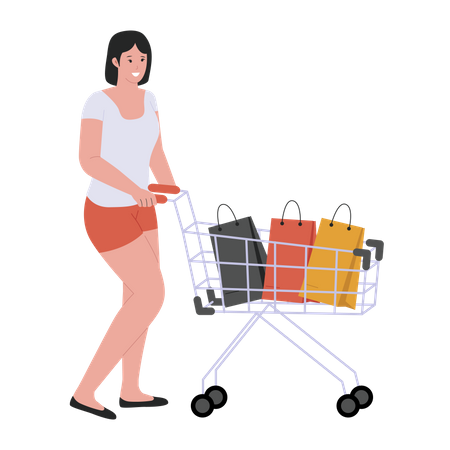 Mujer con bolsa de compras  Ilustración