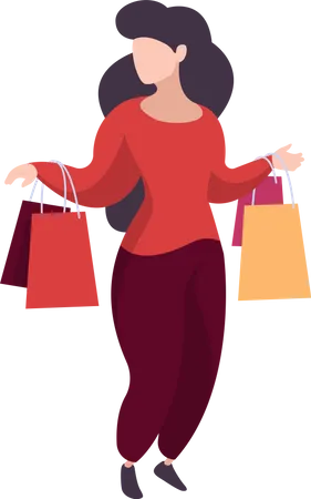 Mujer con bolsas de compras  Ilustración