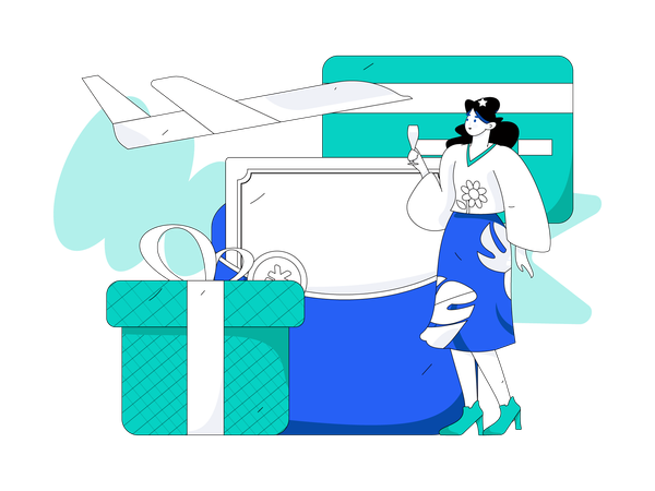 Mujer con caja de regalo  Ilustración