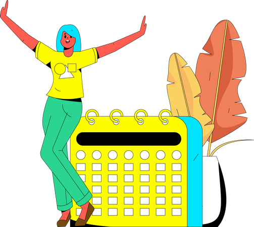 Mujer con calendario  Illustration