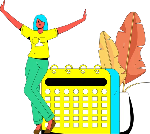 Mujer con calendario  Illustration