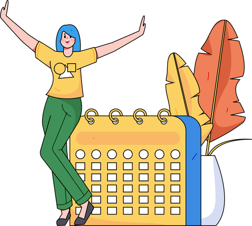 Mujer con calendario  Illustration