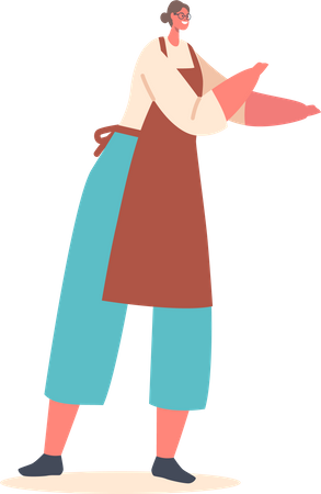 Mujer vistiendo delantal  Ilustración