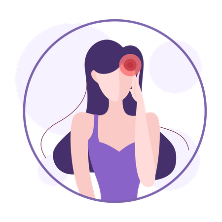 Mujer con dolor de cabeza  Ilustración