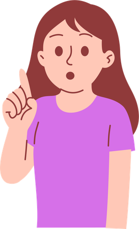 Mujer con el dedo levantado  Ilustración