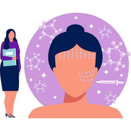 Mujer con expediente presentando cirugía plástica  Ilustración