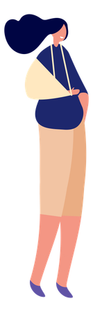 Mujer con mano fracturada  Ilustración