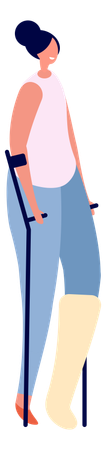 Mujer con muleta  Ilustración