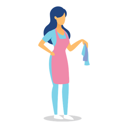 Mujer con paño de limpieza  Ilustración