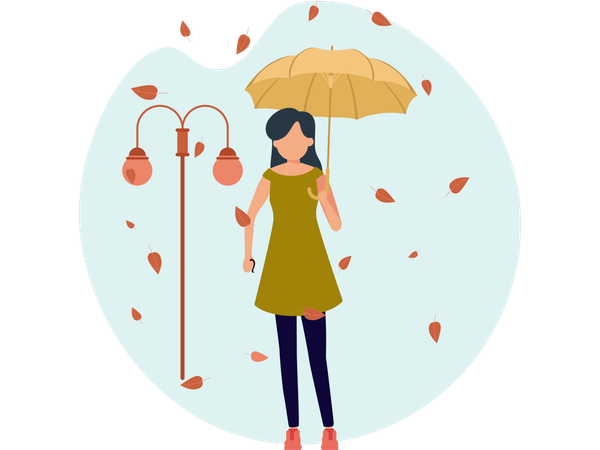 Mujer con paraguas  Ilustración