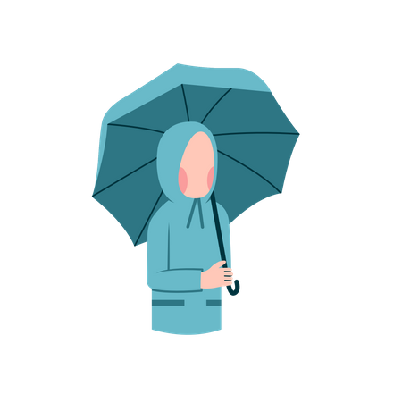 Mujer con paraguas  Ilustración