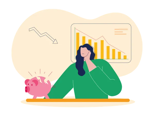 Mujer con pérdida de inversión  Illustration