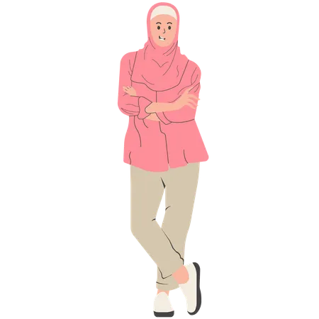 Mujer en ropa moderna y Abaya Hijab  Ilustración