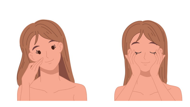 Mujer con cara libre de espinillas claras  Ilustración