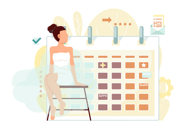 Mujer con horario de sauna  Ilustración