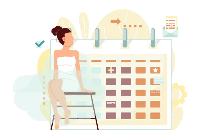 Mujer con horario de sauna  Ilustración