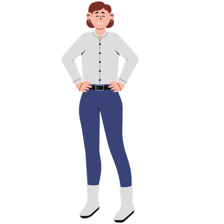 Mujer En Traje De Top Largo Y Pantalones Largos  Ilustración