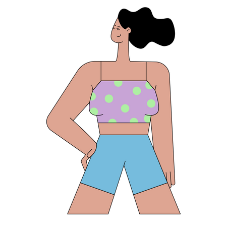 Mujer vistiendo traje de verano  Ilustración