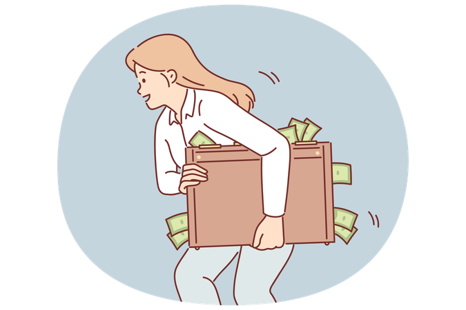 Mujer con maleta llena de dinero intenta matar y apropiarse indebidamente del efectivo recibido de un negocio ilegal  Ilustración