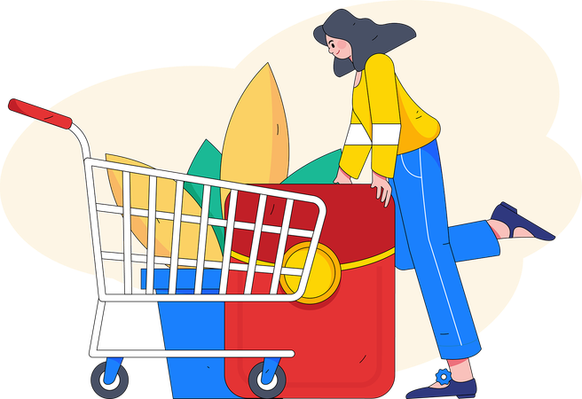 Mujer con vale de compras  Ilustración