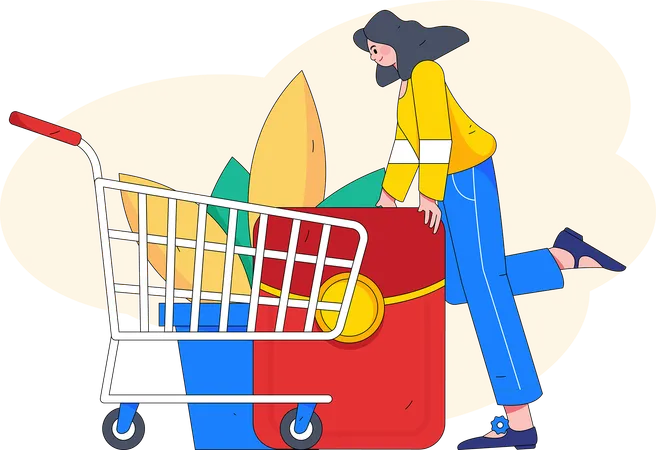 Mujer con vale de compras  Ilustración