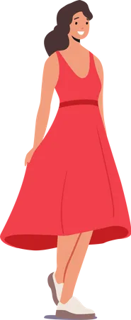 Mujer en vestido rojo  Ilustración