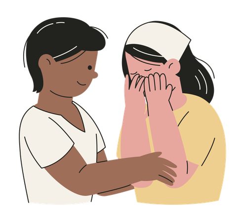 Mujer consolando a su amiga  Ilustración