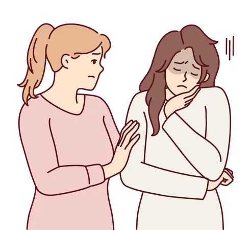 Mujer consolando a su amiga triste  Ilustración