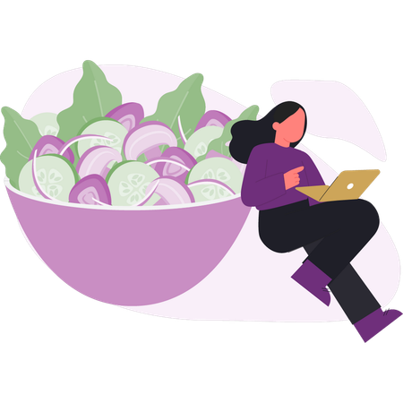 Mujer comprobando una dieta saludable  Illustration