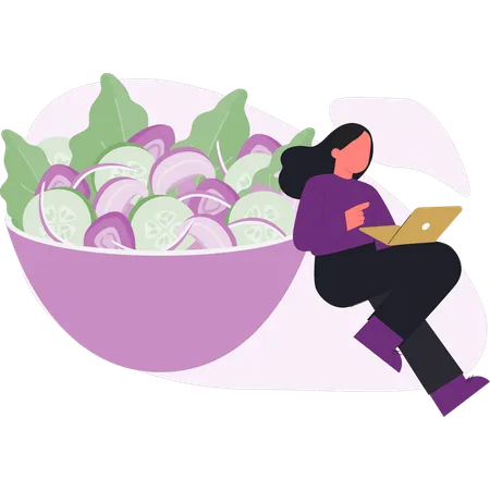 Mujer comprobando una dieta saludable  Illustration