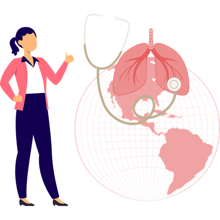 Mujer comprobando su frecuencia cardíaca con un estetoscopio  Ilustración