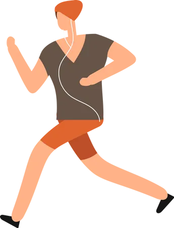 Mujer corriendo mientras usa auriculares  Ilustración