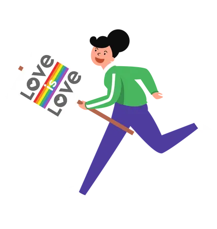 Mujer corriendo por los derechos LGBT  Ilustración