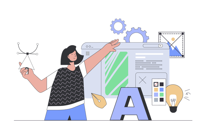 Mujer creando nueva interfaz  Illustration