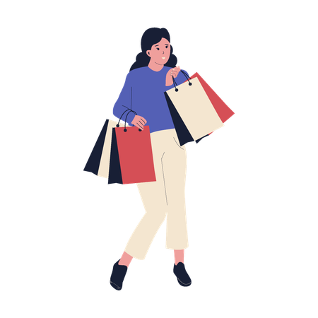 Mujer de compras  Ilustración