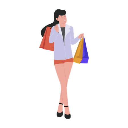 Mujer de compras  Ilustración