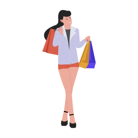 Mujer de compras  Ilustración