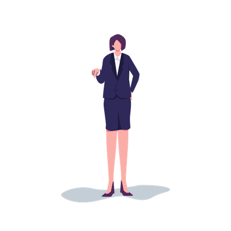 Mujer de negocios apuntando con el dedo hacia abajo  Ilustración