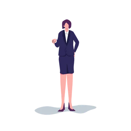 Mujer de negocios apuntando con el dedo hacia abajo  Ilustración