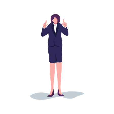 Mujer de negocios apuntando con el dedo hacia arriba  Ilustración