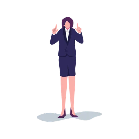 Mujer de negocios apuntando con el dedo hacia arriba  Ilustración