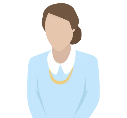 Mujer de negocios vistiendo blusa azul y cuentas  Ilustración